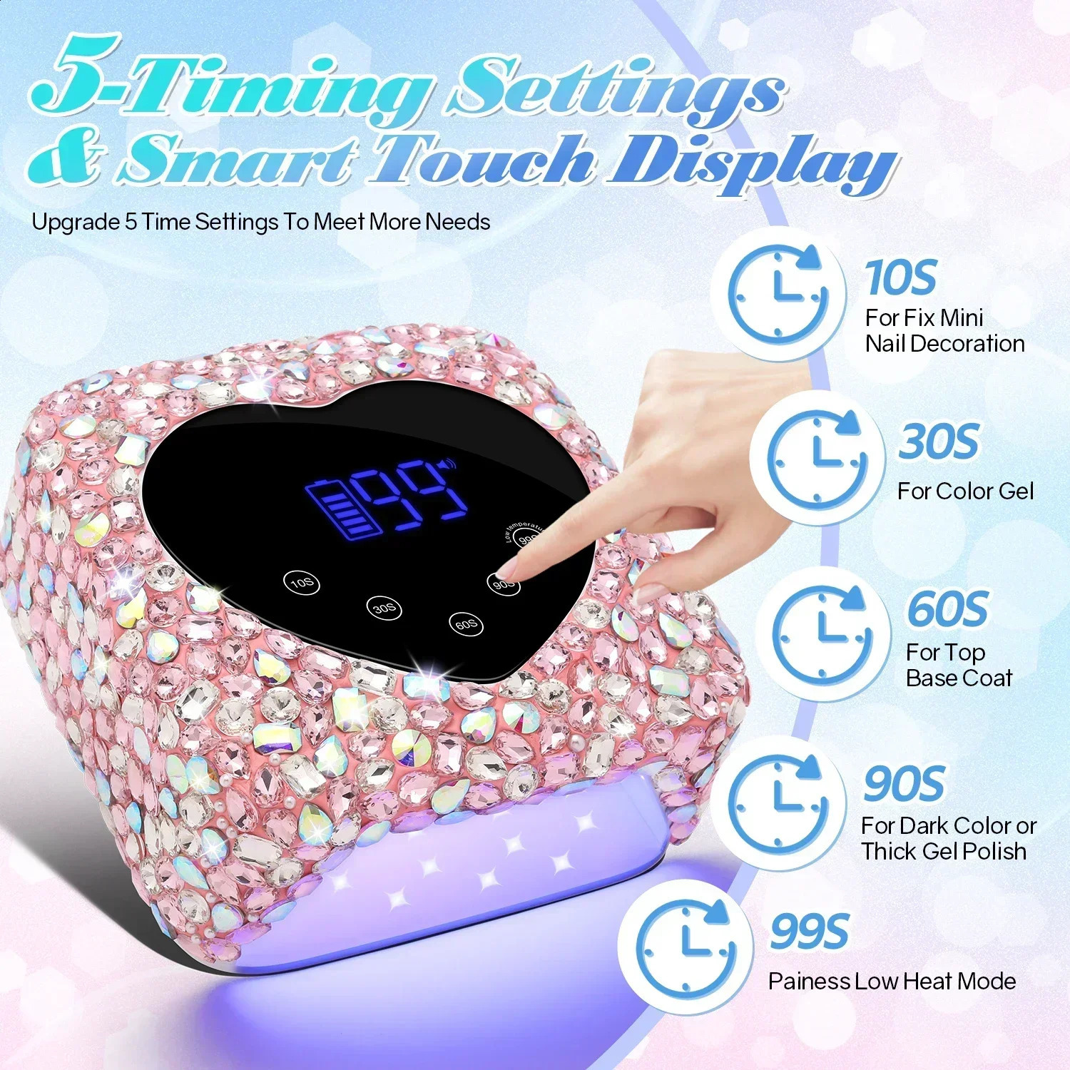 72W Cordless UV Lamp for Nails Rechargeable 30 LEDs Nail Dryer with 5 Timer Settings UV Light Cabin for Manicure Nail Tools 241119