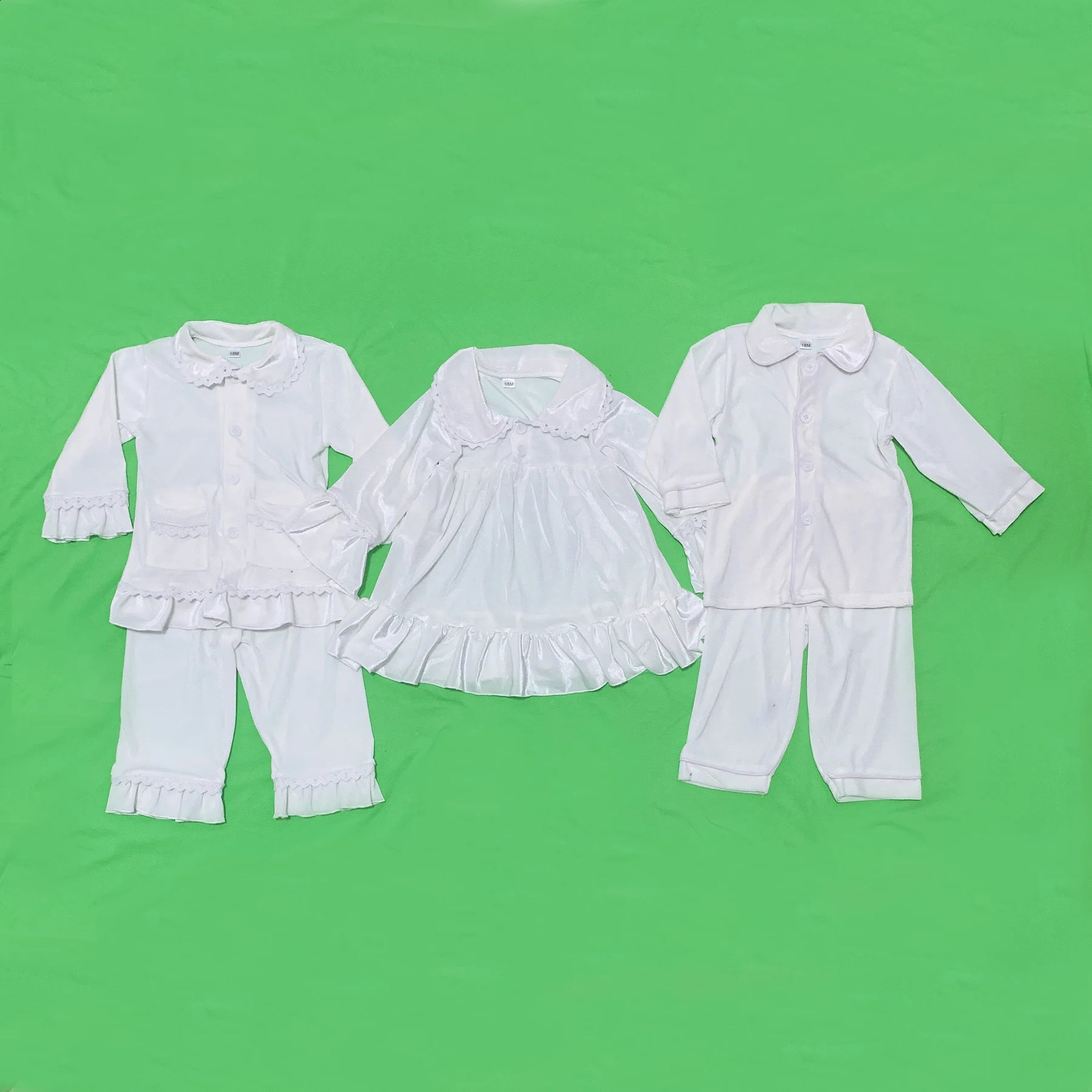 Christmas Pyjama Kids Matching Family mother kids Women Pajamas Sets Red Green Velvet Boys Clothes Girls PJS 241120