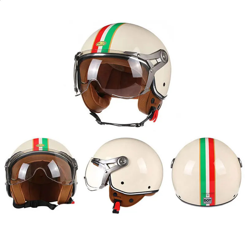 Open Face 3/4 Motorcycle Retro Motorbike Helmets Vintage Chopper Capacete De Moto Bike Cascos Scooter With For Men Women DOT 241119