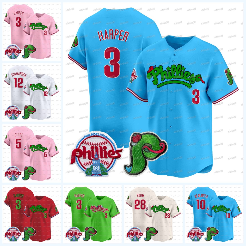 Philliess 2024 Phanatic Patch Baseball Jersey 3 Harper Trea Turner Schwarber Brandon Marsh Nick Castellanos Bryson Stott Alec Bohm Garrett Stubbs J.T.