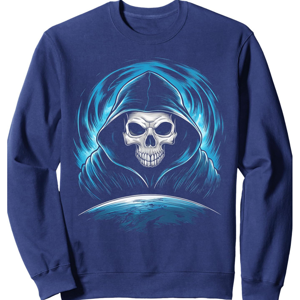 Long Sleeve Shirts for Men sweatshirt Skull Hooded Death In The Sky Graphic Tees Sweatshirt T shirt Tee Streetwear Casual tops clothes fashion