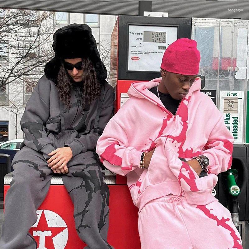 Men's Hoodies Full Zip Sweatsuits Jackets Haruku Hip Hop Streetwear Printing Hoodie For Men