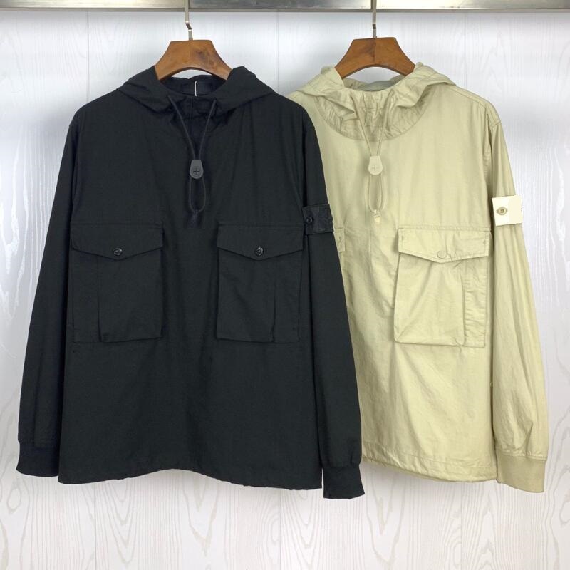 Ghost piece smock anorak nylon hoodies armband logo men coat casual outdoor jacket black khaki