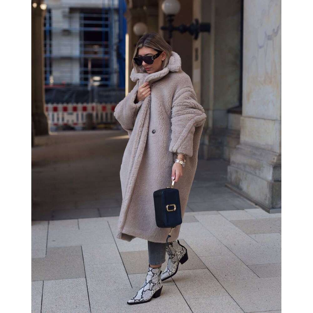 Teddy Bear Lamb Fur Grass 2024 New Warm Thick Plush Medium Long Eco friendly Coat for Women