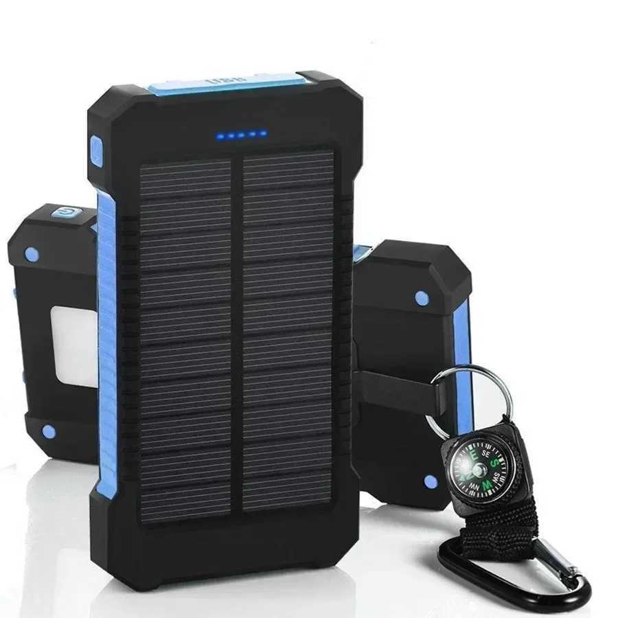 Solar Power Bank waterproof 30000mAh Solar Charger USB Ports external charger Powerbank is suitable for 5S smartphones with LED lights Y241119