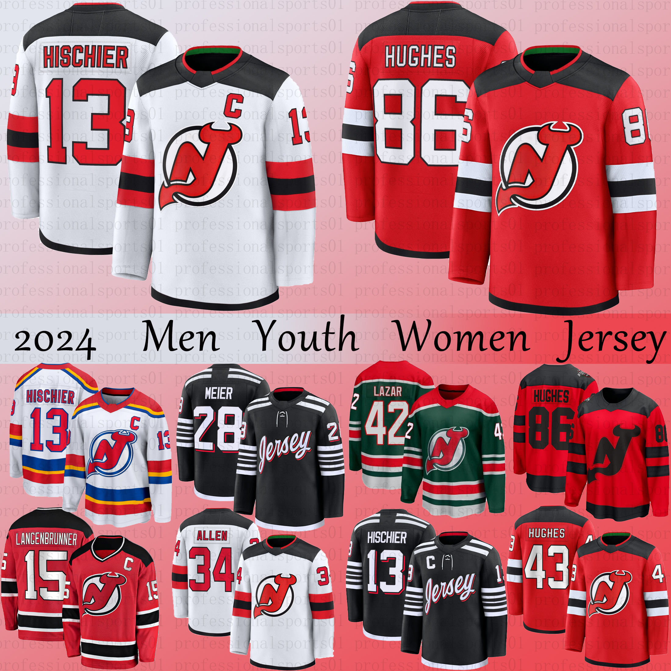 13 Nico Hischier jersey 28 Timo Meier 63 Jesper Bratt devils hockey jersey lacob Markstrom Erik Haula Tomas Tatar Ondrej Palat Akira schmid jersey