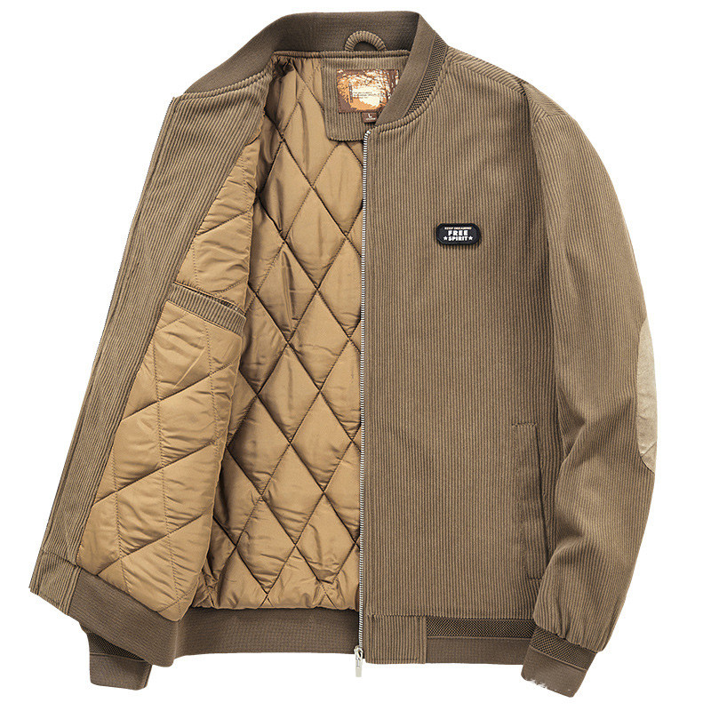 Corduroy cotton-padded men's winter fleece jacket Youth vintage tooling casual wick plus-size coat m020