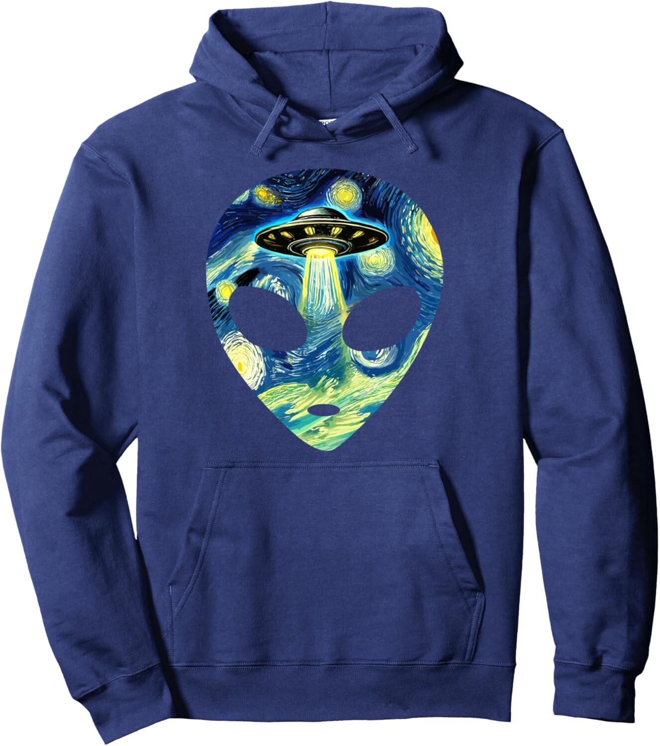Hoodie for Mens Womens Alien Head Flying Saucer Starry Night Van Gogh Painting Art Pullover Hoodie Graphic Hoodies sweatshirt cool