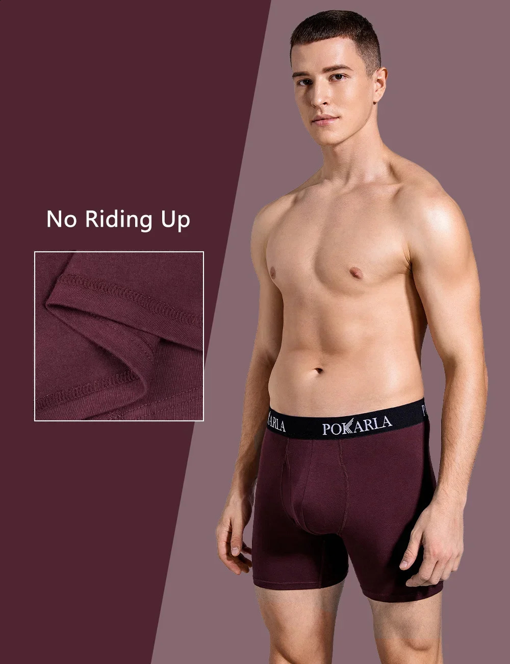 POKARLA 5-piece mens cotton boxing shorts with open U-shaped pocket soft and breathable mens underwear no label sexy underwear elastic underwear 24111