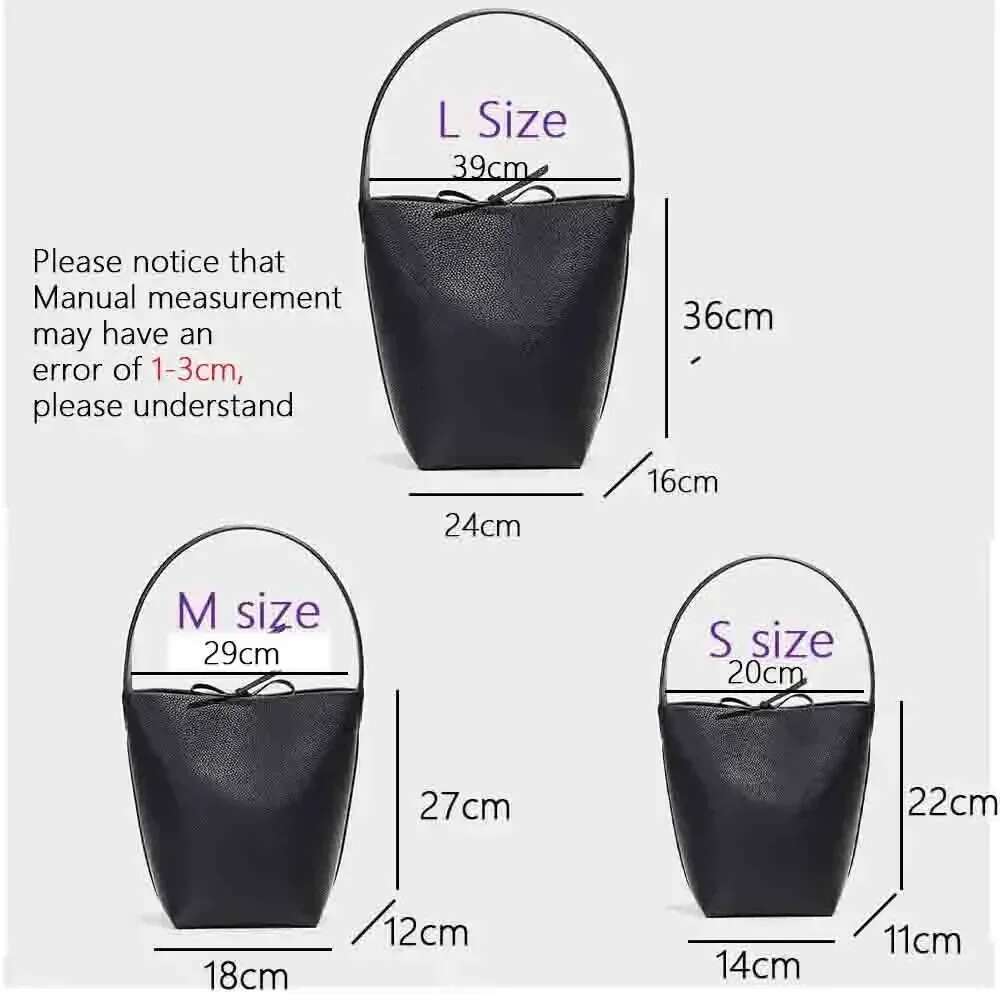 Motingsome Soft Cowhdie Minimalism Bucket Elegant French Style Women's Large Handbag Thick Royal Leather Bag 2022