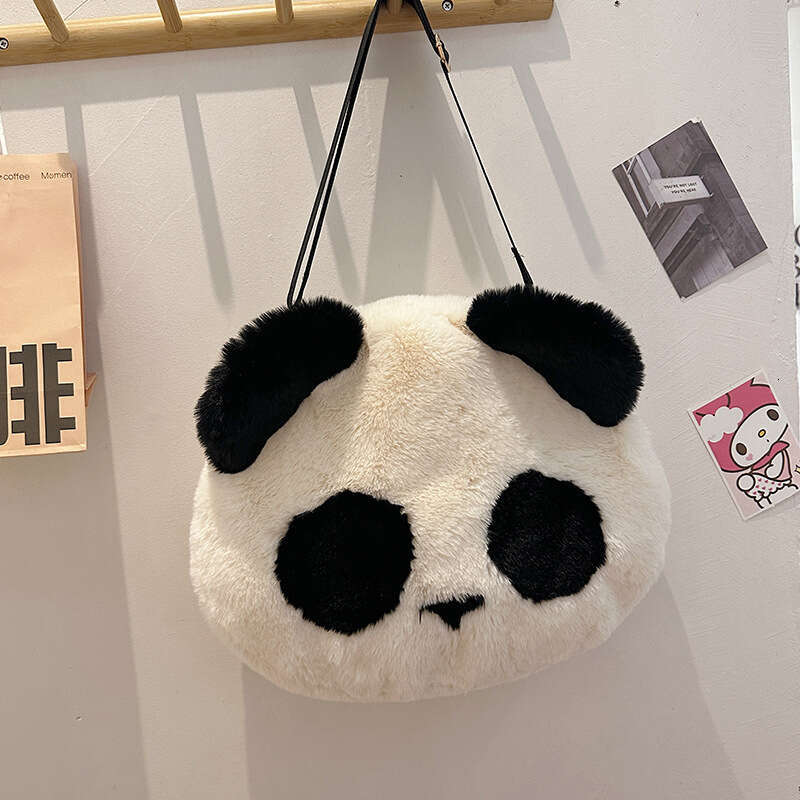 Panda Shoulder for Women's 2023 Autumn/Winter New Korean Cute Crossbody with Large Capacity Fashion Plush Bag