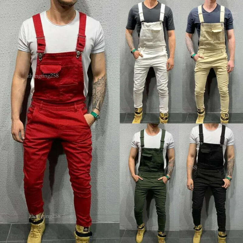 Oversize Fashion Men's Ripped Jeans Jumpsuits Shorts Summer Hi Street Distressed Denim Bib Overalls For Man Suspender Pants1