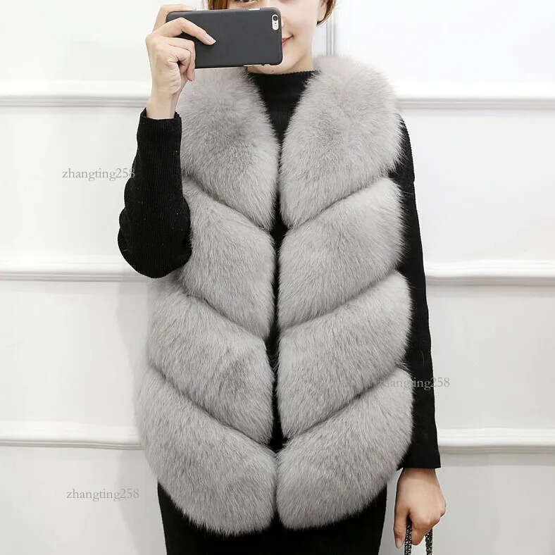 Women's Fur 2022 Women Winter Autumn Faux Vest V-Neck Thick Body Warmer Female Sleeveless Jacket1