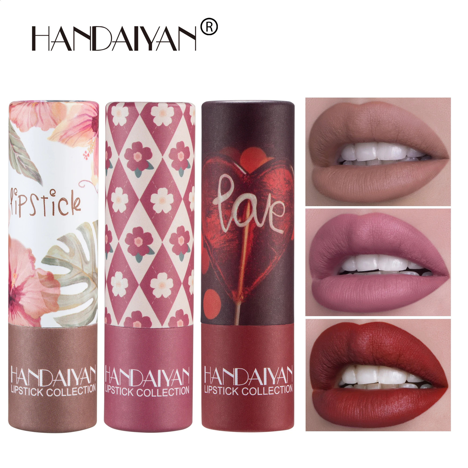 HANDAIYAN velvet texture and is not easy to fade. Naked color lipstick matte paper tube lipstick 250809