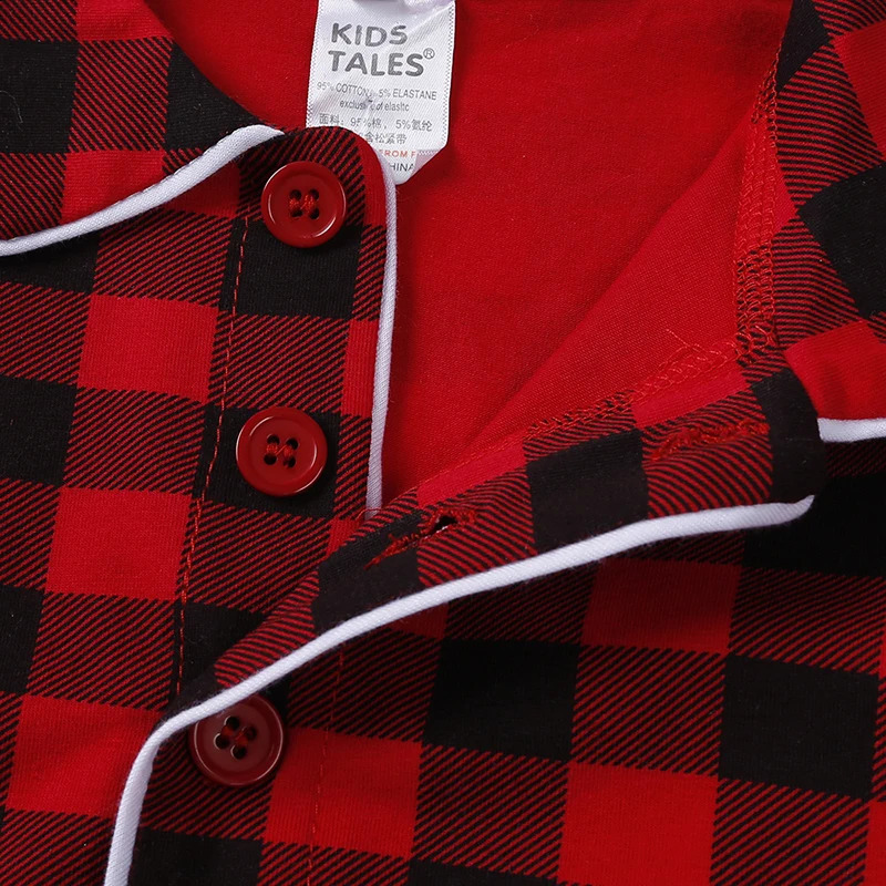 kids girl boys cotton Christmas pajamas set red long sleeve dresses childrens pajamas night gown Christmas costume 241120