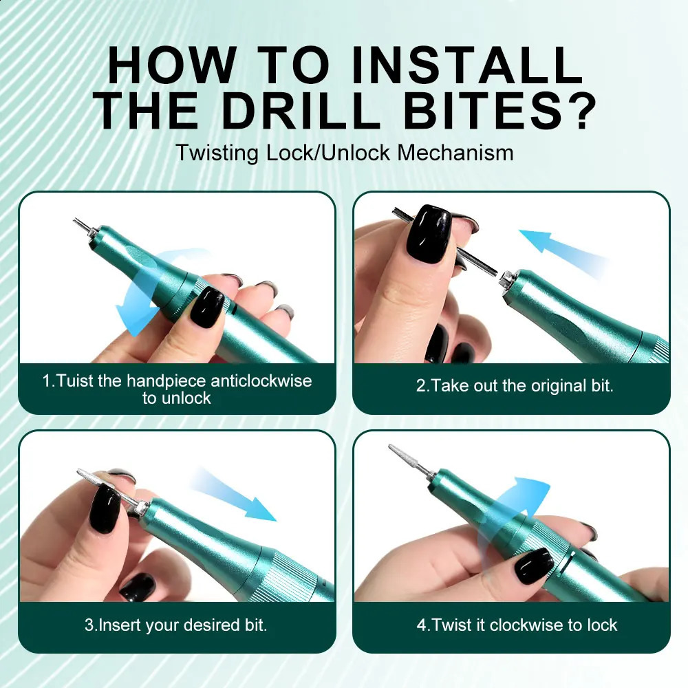 45000RPM nail drill machine with sand bands polishing headnail polisher adjustable speed usb charging sander for nail gel salon 241119