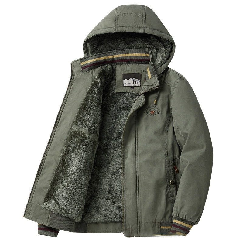 Lamb wool men's casual cotton-padded jacket winter warm coat pure cotton plus fleece thickened loose dad padded jacket padded jacket m012