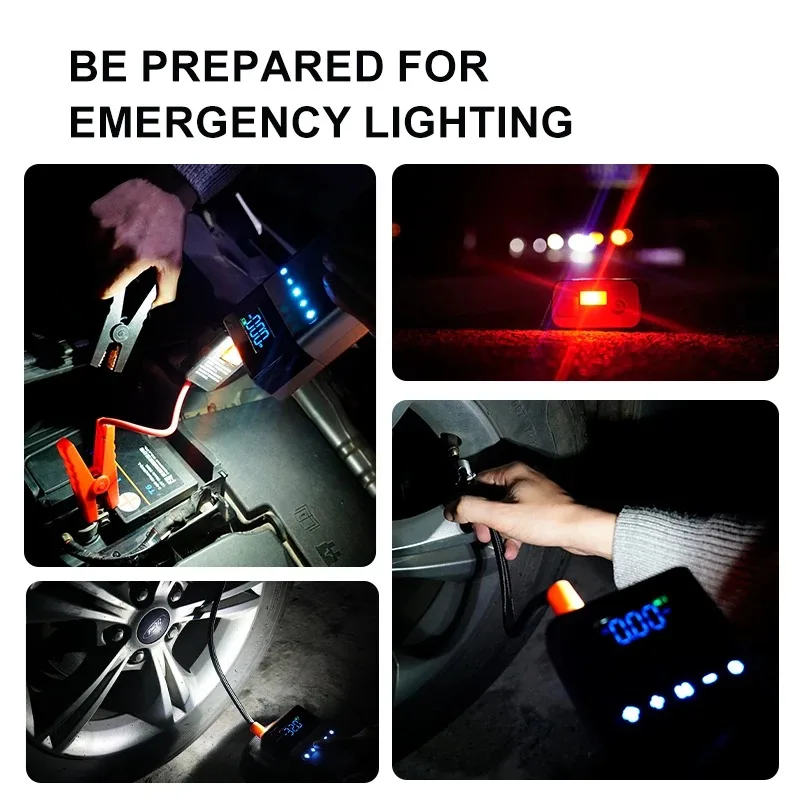 Car Jump Starter Pump Multifunction Power Bank Lighting Air Compressor Portable Automotive Tyre Iator Cars Starters