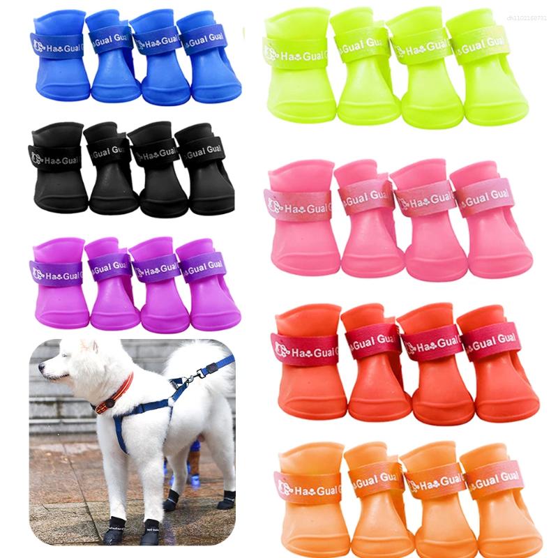 Dog Apparel 4Pcs Pet WaterProof Rainshoe Anti-slip Rubber Boot For Small Medium Large Dogs Cats Outdoor Shoe Ankle Boots Accessories