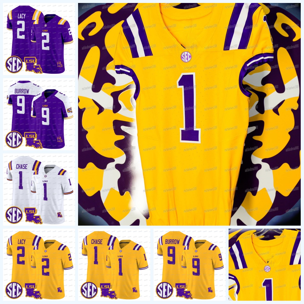 NCAA College 2024 LSU Tigers New Gold Alternate Football Jersey Joe Burrow Aaron Anderson JaMarr Chase John Emery Jr Kyren Lacy TreyDez Green