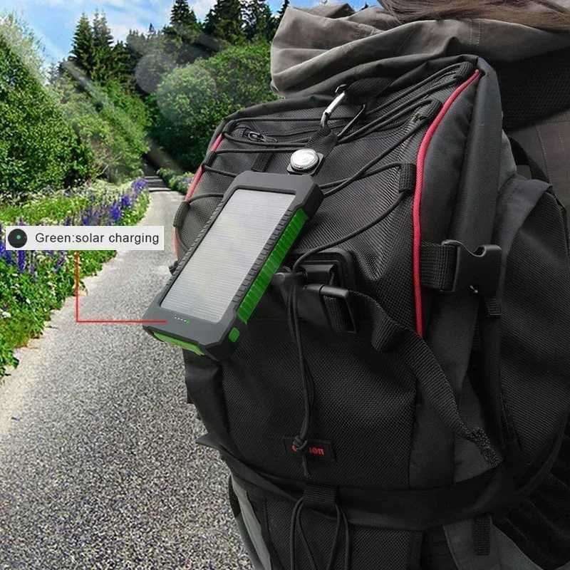 Solar Power Bank waterproof 30000mAh Solar Charger USB Ports external charger Powerbank is suitable for 5S smartphones with LED lights Y241119