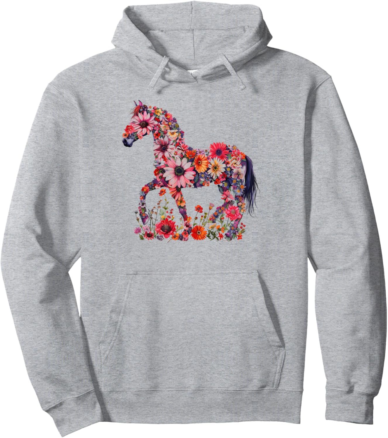 Hoodie for Mens Womens Horse Floral Horse Lover Gift Horse Riding Flowers Pullover Hoodie Graphic Hoodies sweatshirt cool