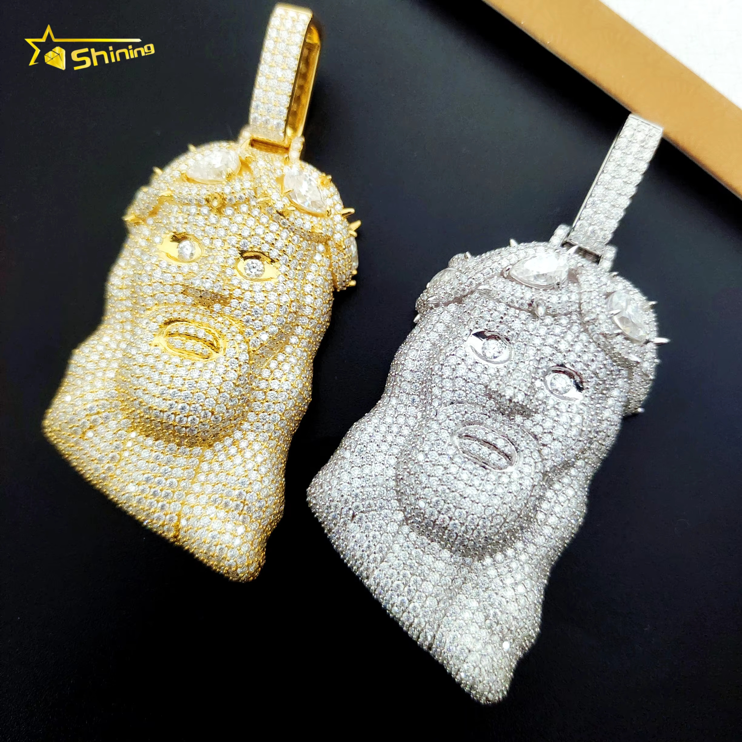 Iced Out Hip Hop Jewelry VVS Moissanite Dia Sterg Sier Jesus Necklace Pendant