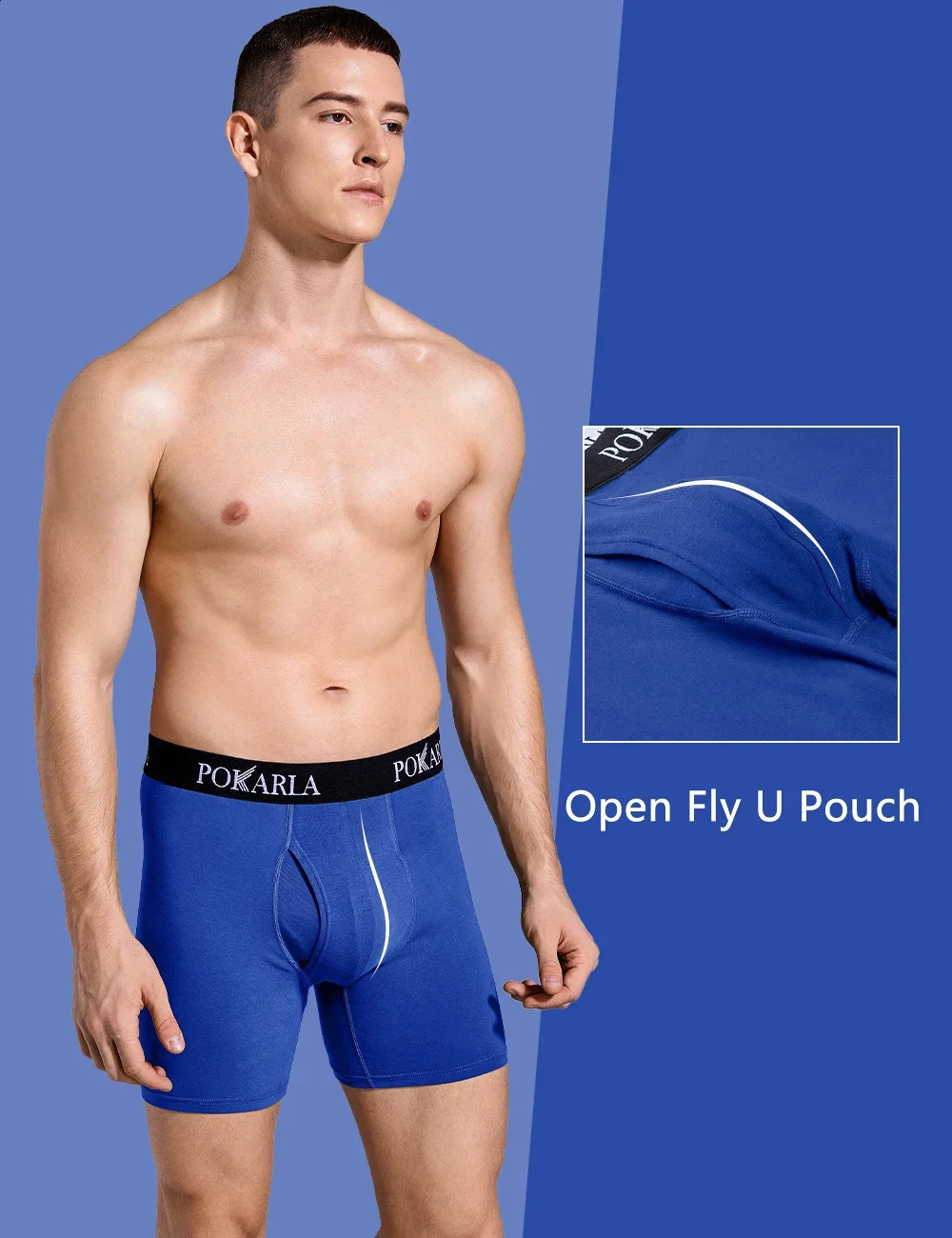 POKARLA 5-piece mens cotton boxing shorts with open U-shaped pocket soft and breathable mens underwear no label sexy underwear elastic underwear 24111