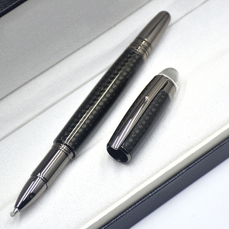 wholesale AAA Monte Star-Walk Series Black Carbon Fibre Rollerball Pen Crystal Top Business Office Writing Ballpoint Pens High Quality