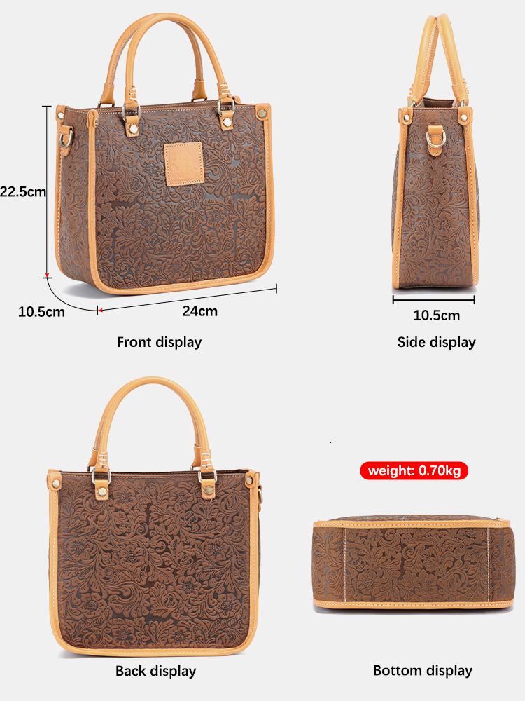 Zency Women Shoulder Genuine Leather High Quality Designer Eming Brown Bag Crossbody Top-Handle Elegant Wer Handbag