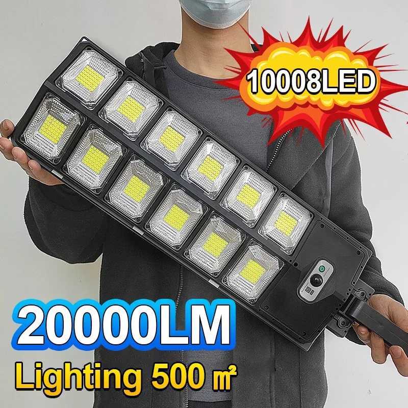 20000LM Solar Lights Outdoor External Solar Lamp with Motion Sensor Remote Control Solar Powered Spotlight Lamp Wall Street Lamp zyc241120