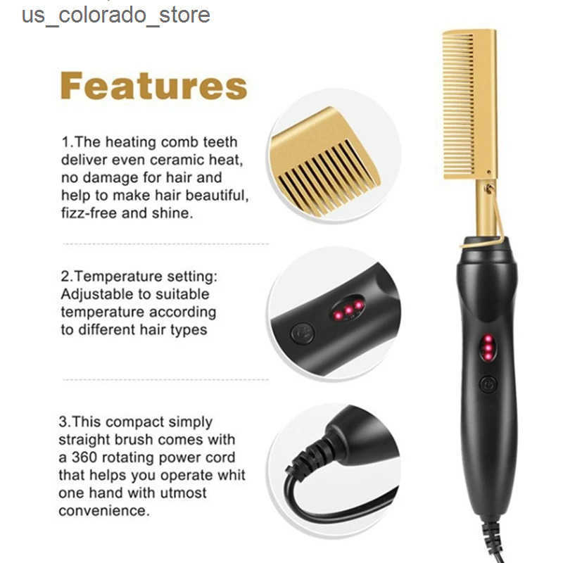 Electric Hair Brushes Hair Straightener Comb Wet Dry Hair Straightener Curling Iron Household Electric Comb 3In1 Straight Curling Comb L240910