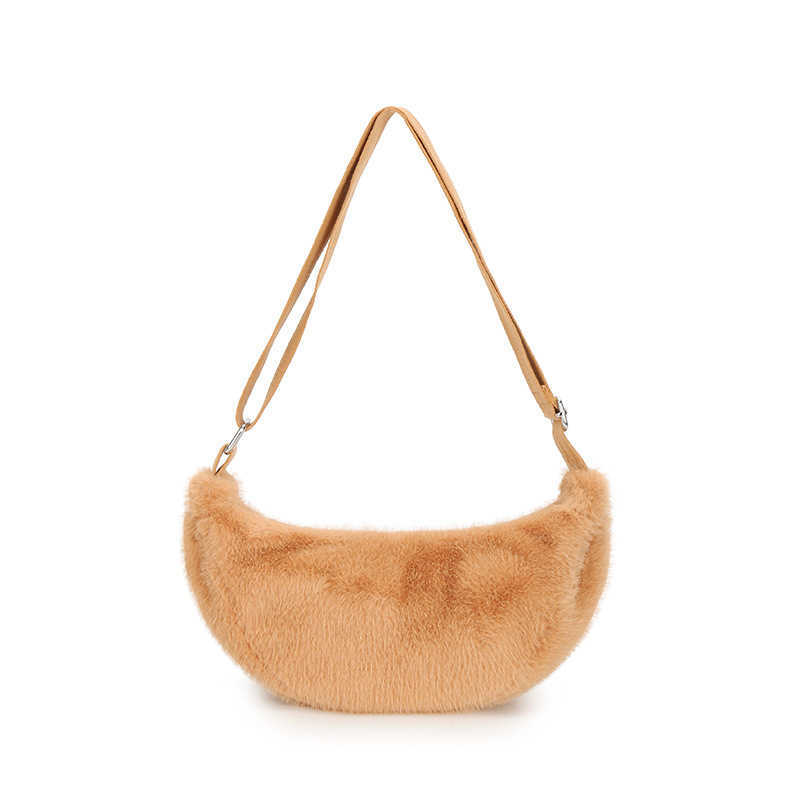 2024 Autumn/Winter New Hairy Bag Women's Casual Versatile Shoulder Bag Fashion Lightweight Crossbody Bag Plush Dumpling Bag 241120