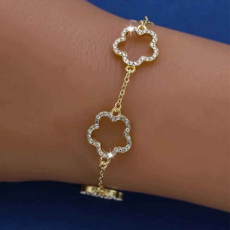 Chain Hollow clover bracelet womens copper Y2k cubic zirconia girl gift summer fashion jewelry accessories H241119