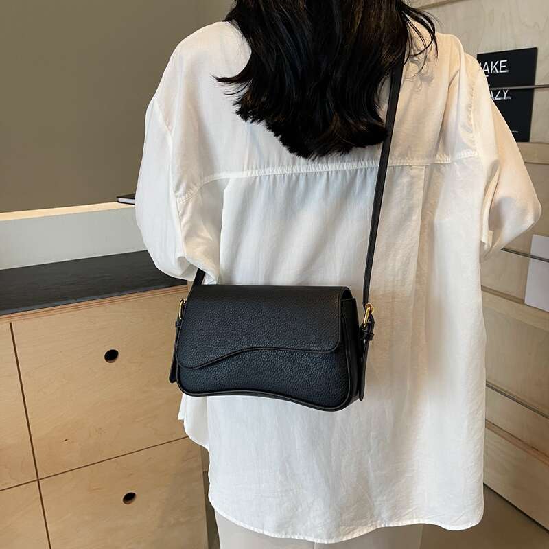 Women Simple Messenger PU Leather Fashion Crossbody Adjustable Strap Tote Handbag Daily Bag for Female