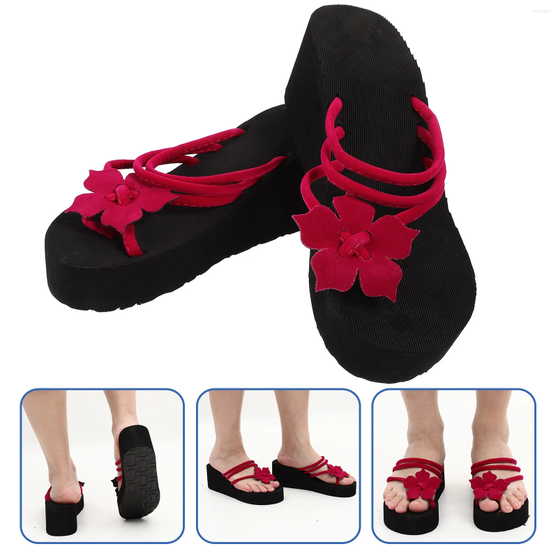 Sandals House Slippers Non-slip Slope Thick Bottom Red Fashion ps Beach Black Knoted Miss hurenlakeshoes hurenlakeshoes hurenlakeshoes