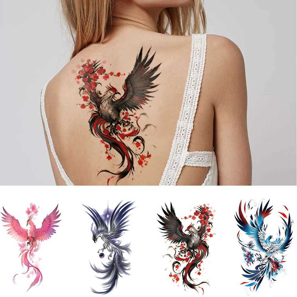 4 Plum Phoenix Totem Waterproof Temporary Tattoo Stickers Flower Flying Bird Body Art Arm Back Sleeve Fake Tattoo WomenXJ25414