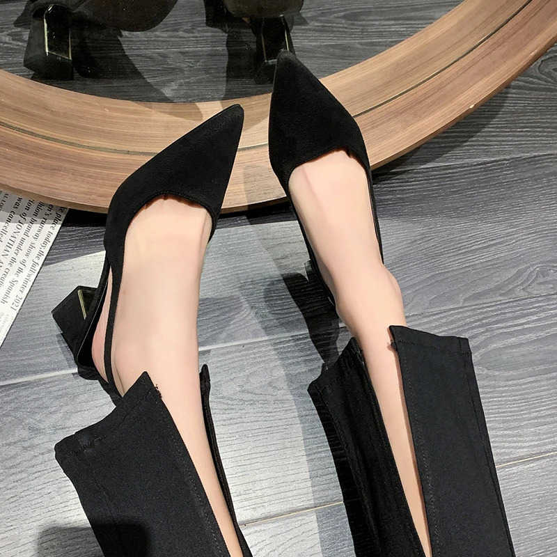 Summer New Pointed Solid Color Simple Shallow Mouth Cfortable Wens Outwear Back Strap Fi Sandals Wen Z250304