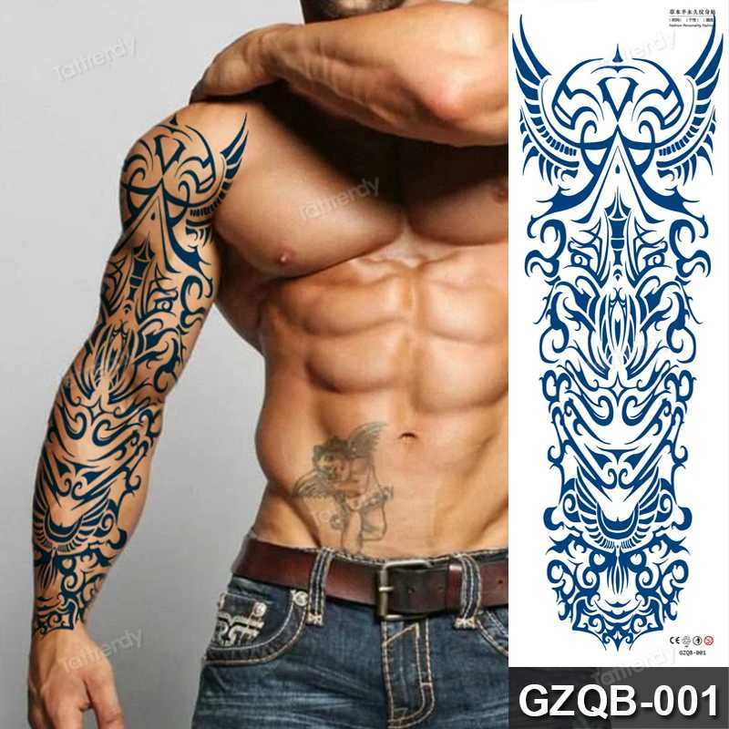 juice lasting temporary sleeve tattoo large full arm tattoo sticker men boy tribal totem dragon sexy tattoo designs body artXJ241120