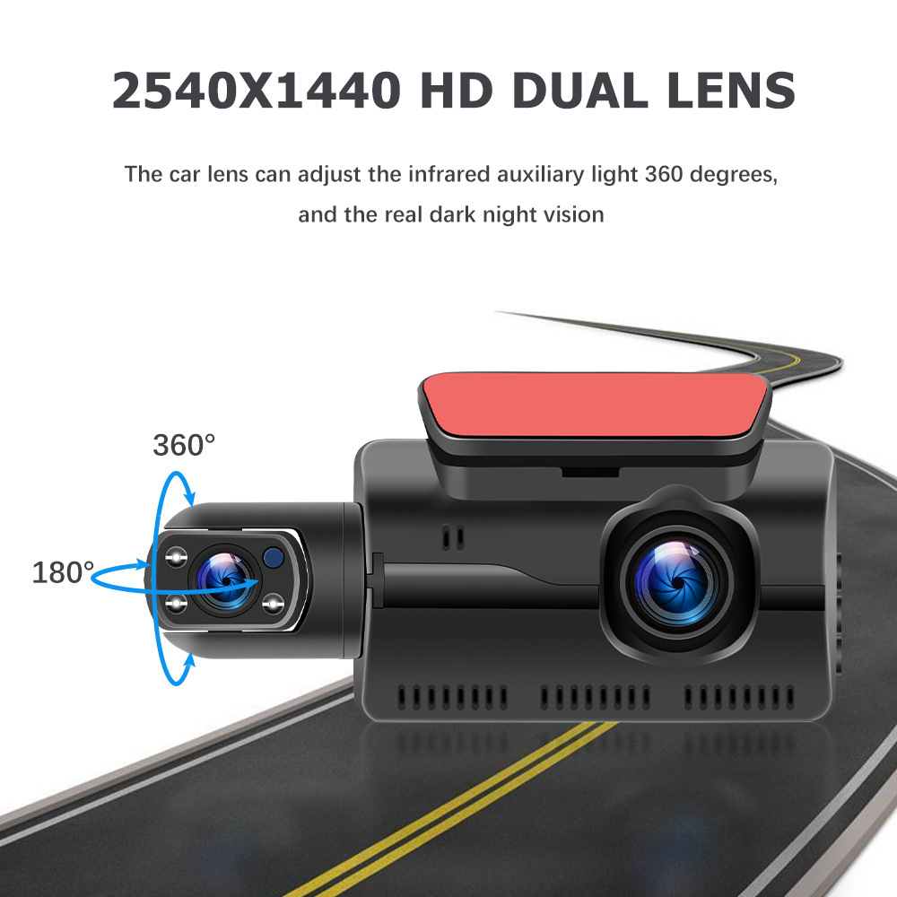 3 inch WIFI Car DVR IPS Screen 1440P Driving Recorder With Front and Rear Dual Lens Wide Angel DVR Auto Parking Reversing Driving Night Vision Camcord
