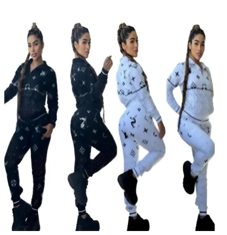 Women Tracksuits Fashion Letter Printed 2 Pieces Sports Suits Tops Pants Tracksuits Sweatshirt Sets Jogging Outfits
