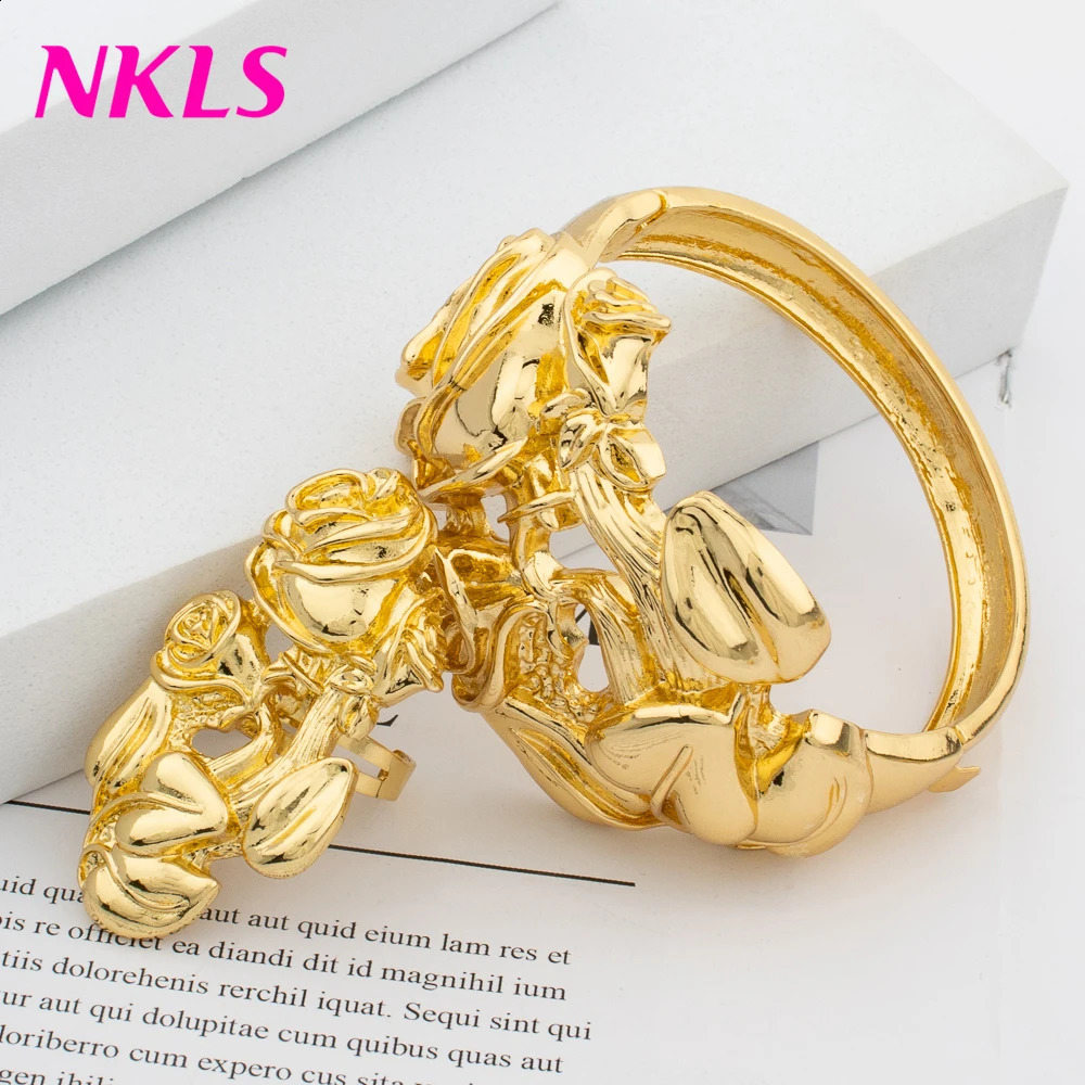 Dubai Women Bangles Earrings Rings Set High Quality Classic Gold Color Jewelry Sets Fashion Bridal Jewelry Wedding Party 241119