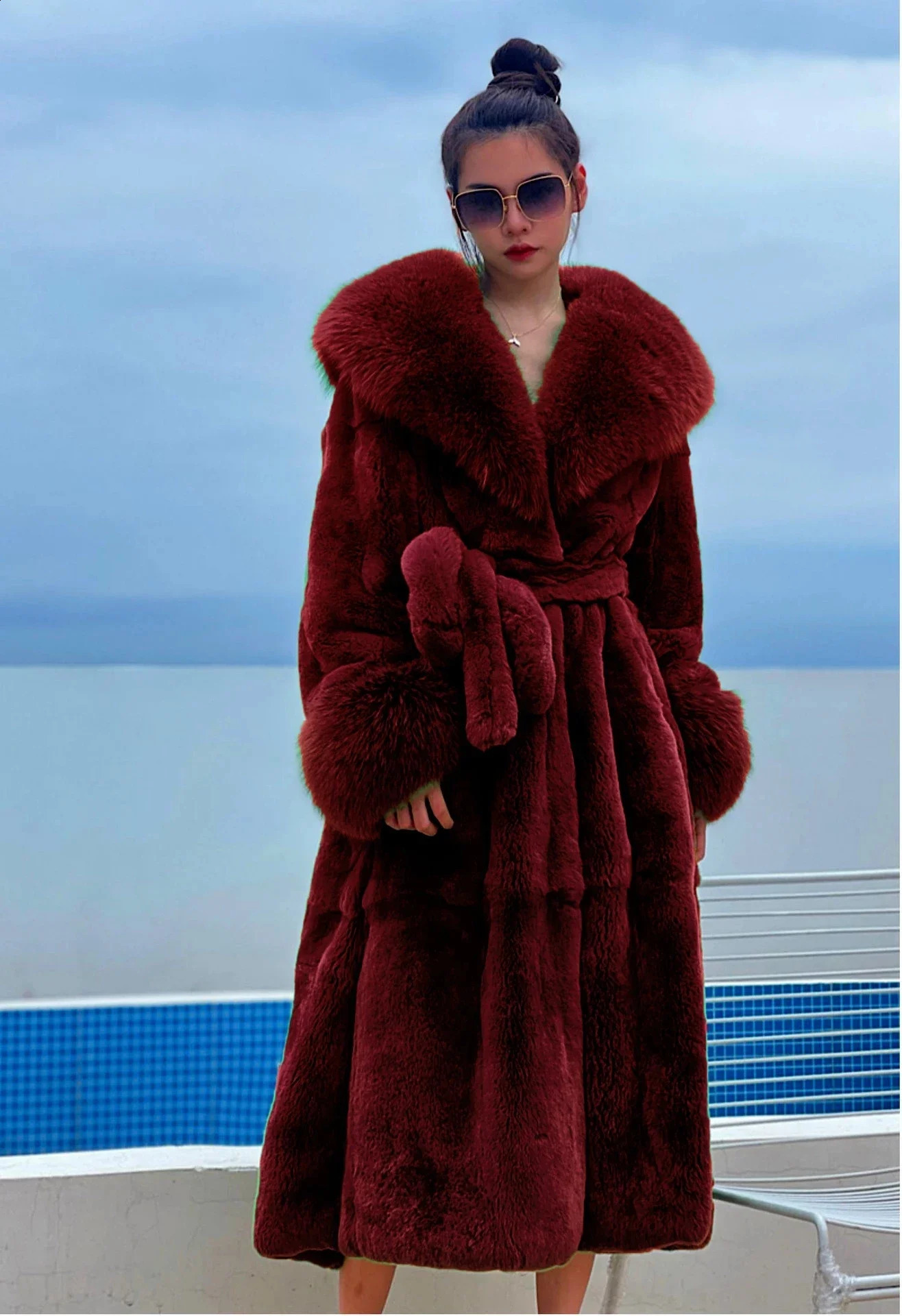 Mink Red Fur Coat Women Faux Long Coats Winter Thick Warm Female Jackets Ladies Parkas Oversized Overcoat 241120