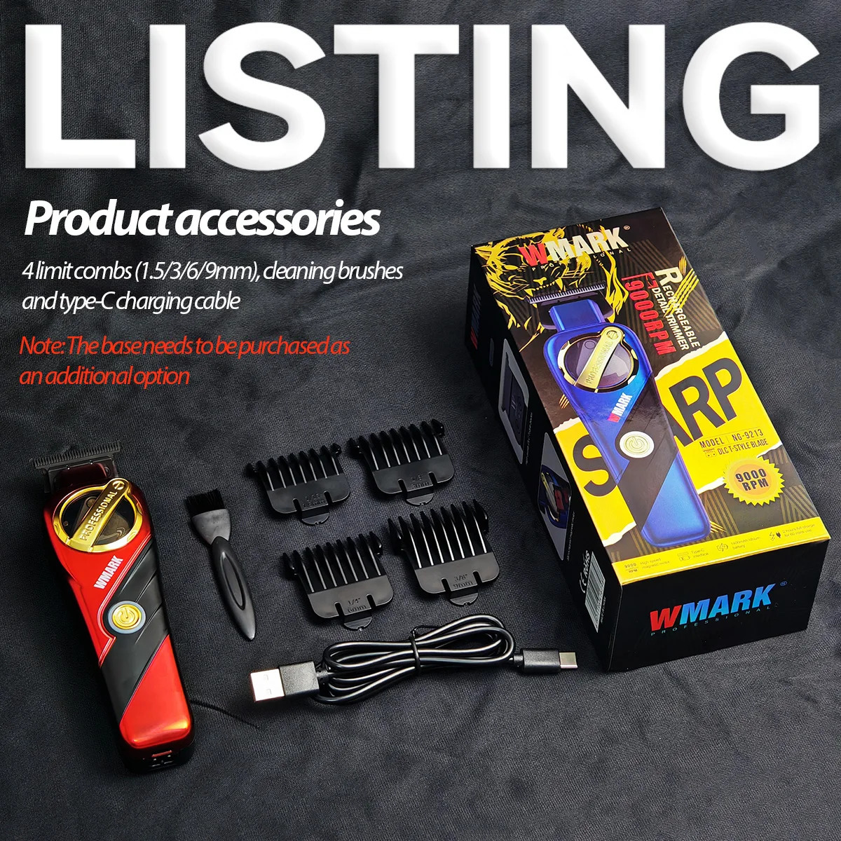 WMARK NG 9213 Magnetic Suspension Motor Professional Trimmer 9000RPM Mens oil head carving Barber shop tools Hair Clipper 241119
