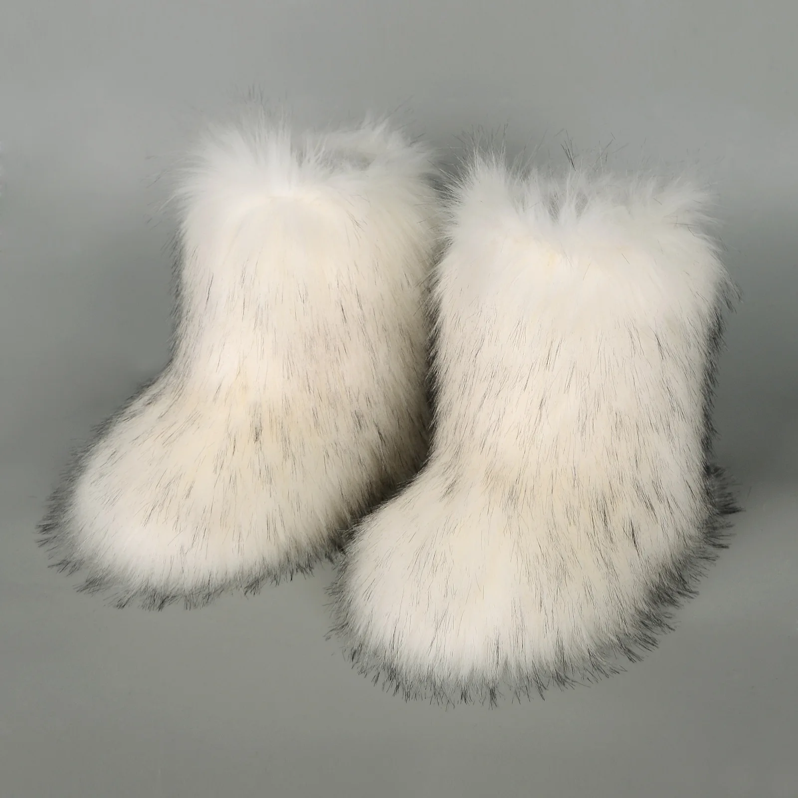 2024 New Winter Faux Fur Boots Women Warm Fluffy Snow Boots Luxury Footwear Female Furry Fox Fur Bottes Fashion Winter Shoes