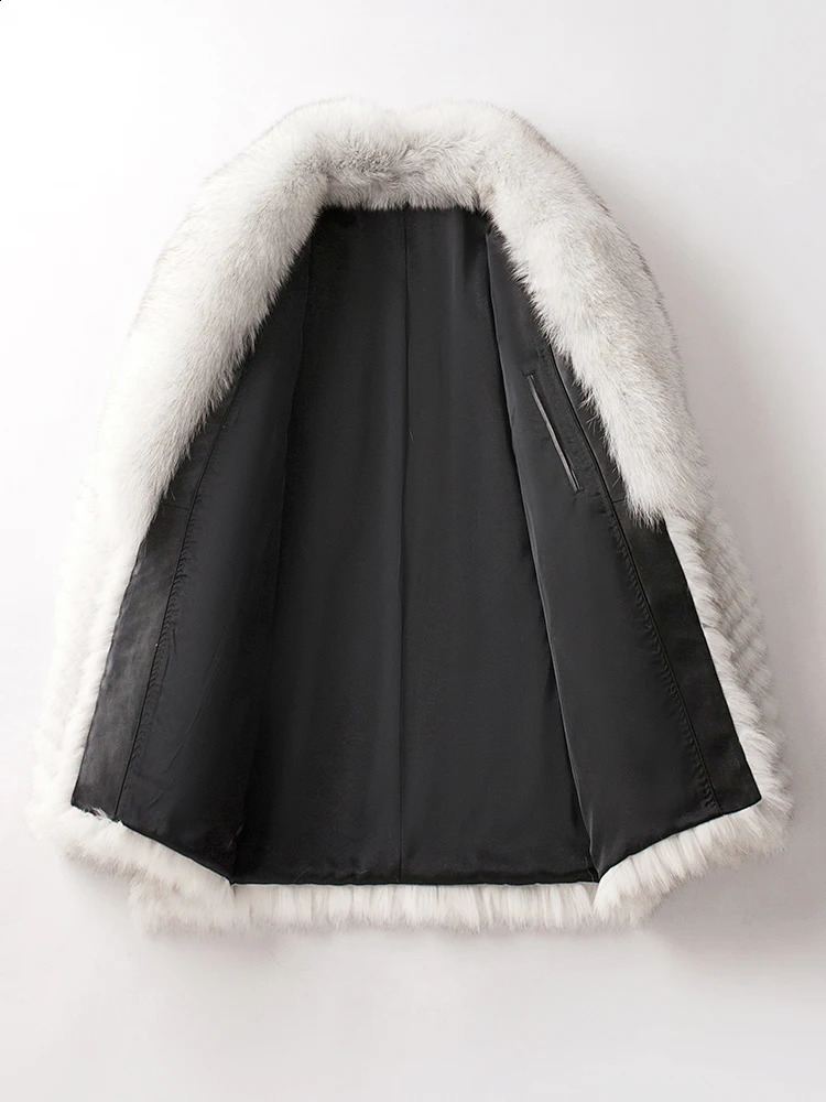 Blue Fox Fur Winter Coat For Men | Genuine Leather Jacket