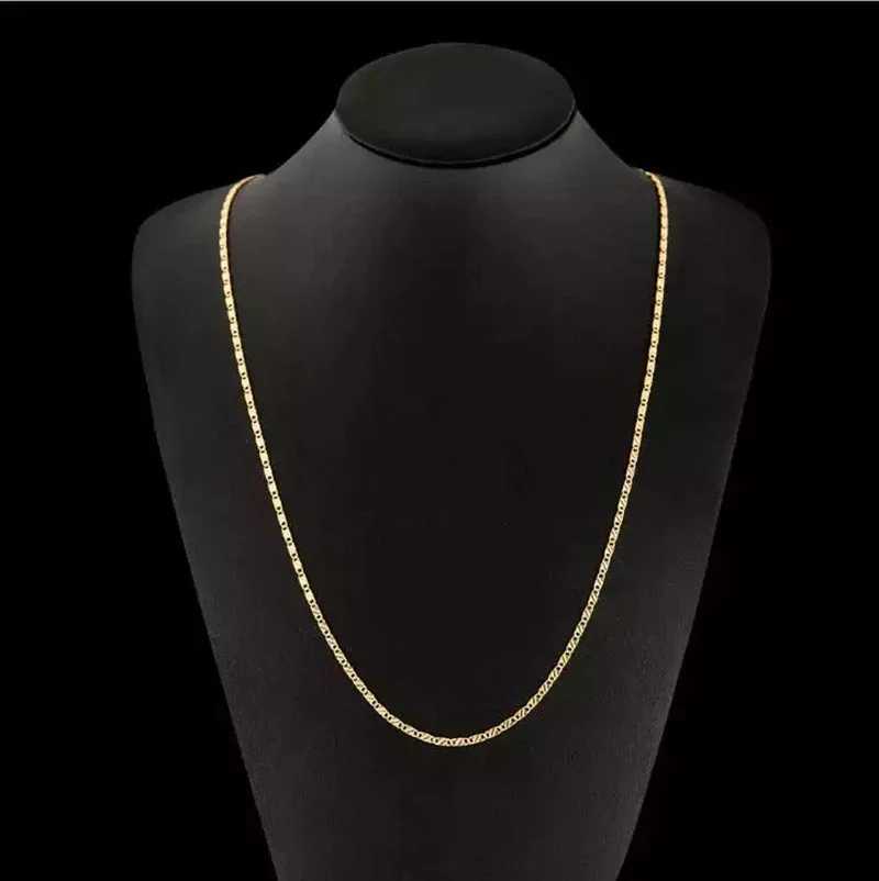 Fashion 18k gold necklace 2MM 16/18/20/22/24/26/28/30 inch womens side chain necklace 925 silver necklace W250318