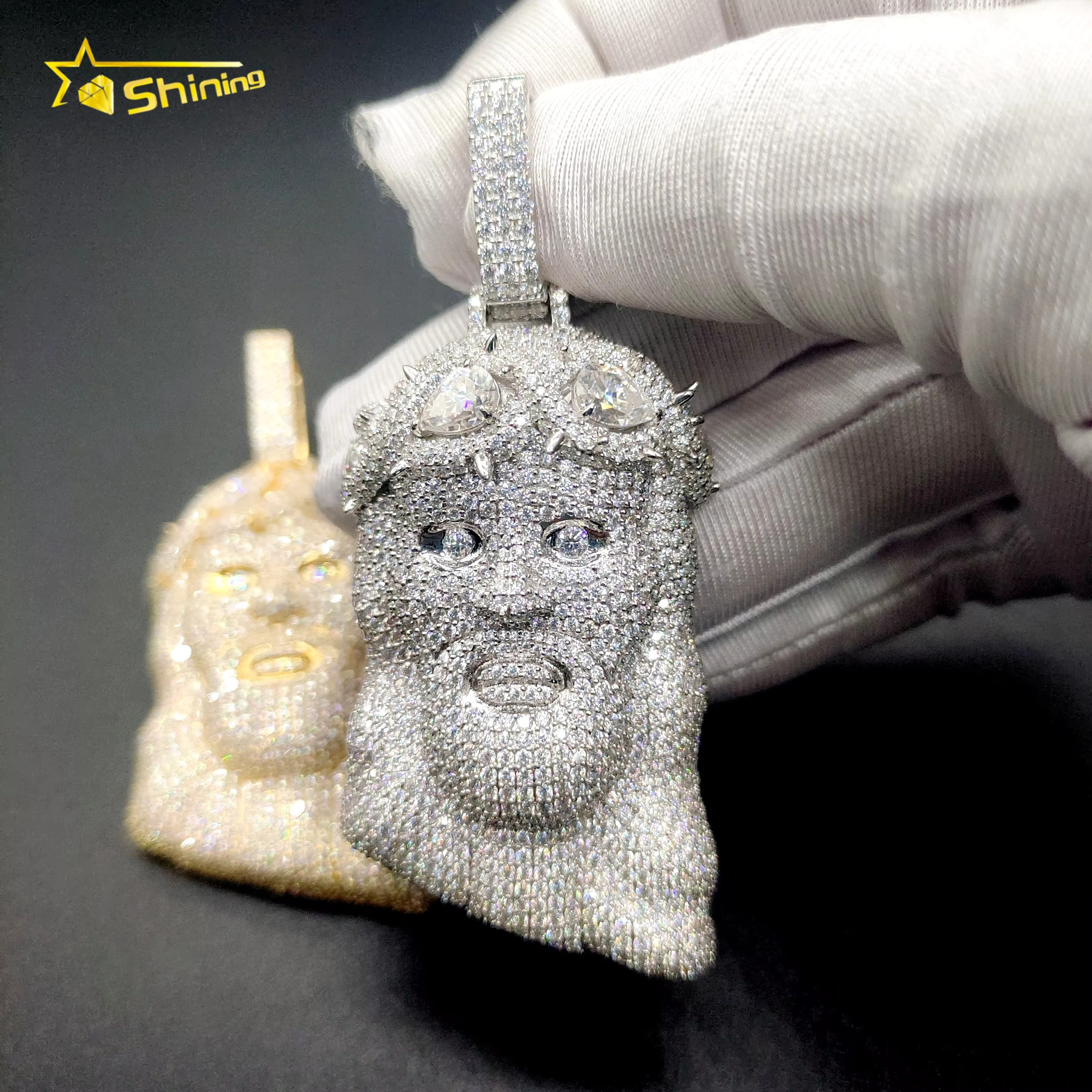 Iced Out Hip Hop Jewelry VVS Moissanite Dia Sterg Sier Jesus Necklace Pendant