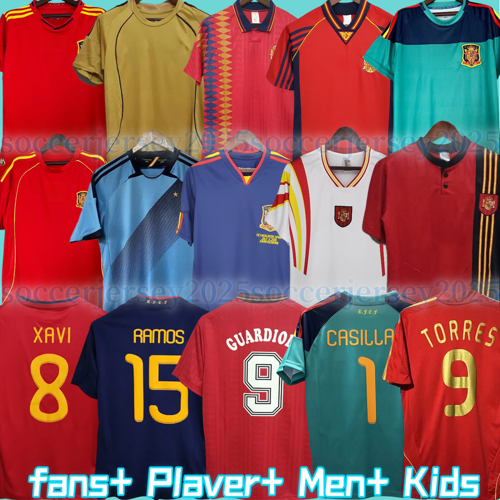 final 1998 Spain retro jersey 1996 1994 RAUL XAVI Hierro LUIS ENSRIQUE ALONSO Caminero Iniesta PUYOL PIQUE David Villa TORRES 02 08 2012 Guerrero Guardiola RAMOS 888