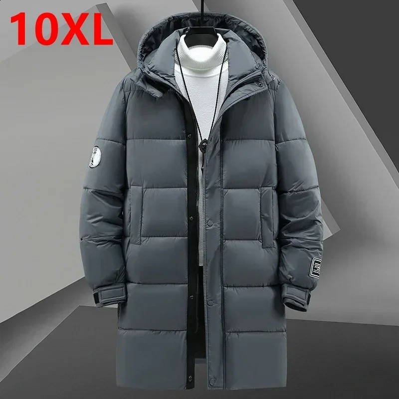 Large Size 2024 Mens Winter Jacket Warm Cotton Down Hooded Parka Men Windbreaker Padded Long Padding Coat Male Big 10XL 8XL 241119